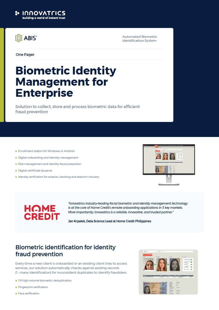 Biometric Identity Management for Enterprise Innovatrics