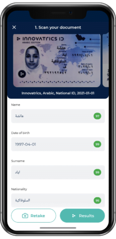 Innovatrics identity document verification - data extraction in Arabic