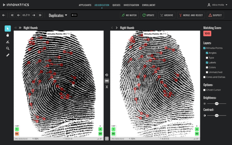 Innovatrics ABIS allows fast and accurate biometric identification at large scale